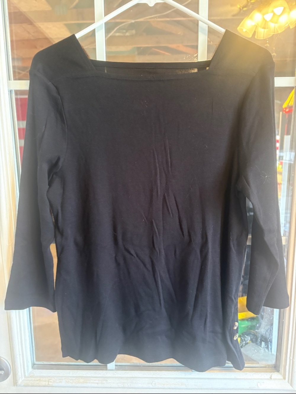 Chico's Black Boatneck Long-Sleeve Top